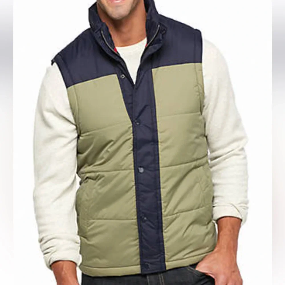 Southern Proper Campground Vest Puffer Navy Blue and Green - Large